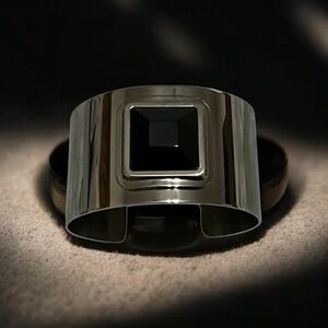 DYRBERG/KERN Black and Silver Women's Cuff Bracelet